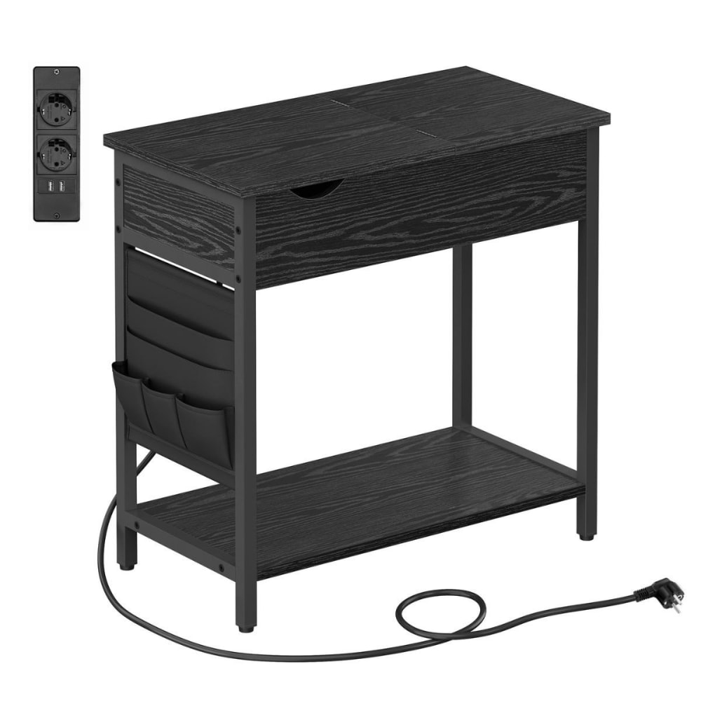 Bout de canapé connecté avec rangements - H60 cm - Noir