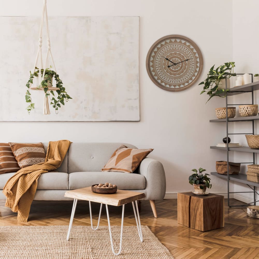 Horloge grande boho marron blanc D. 50 cm - Maisons du Monde