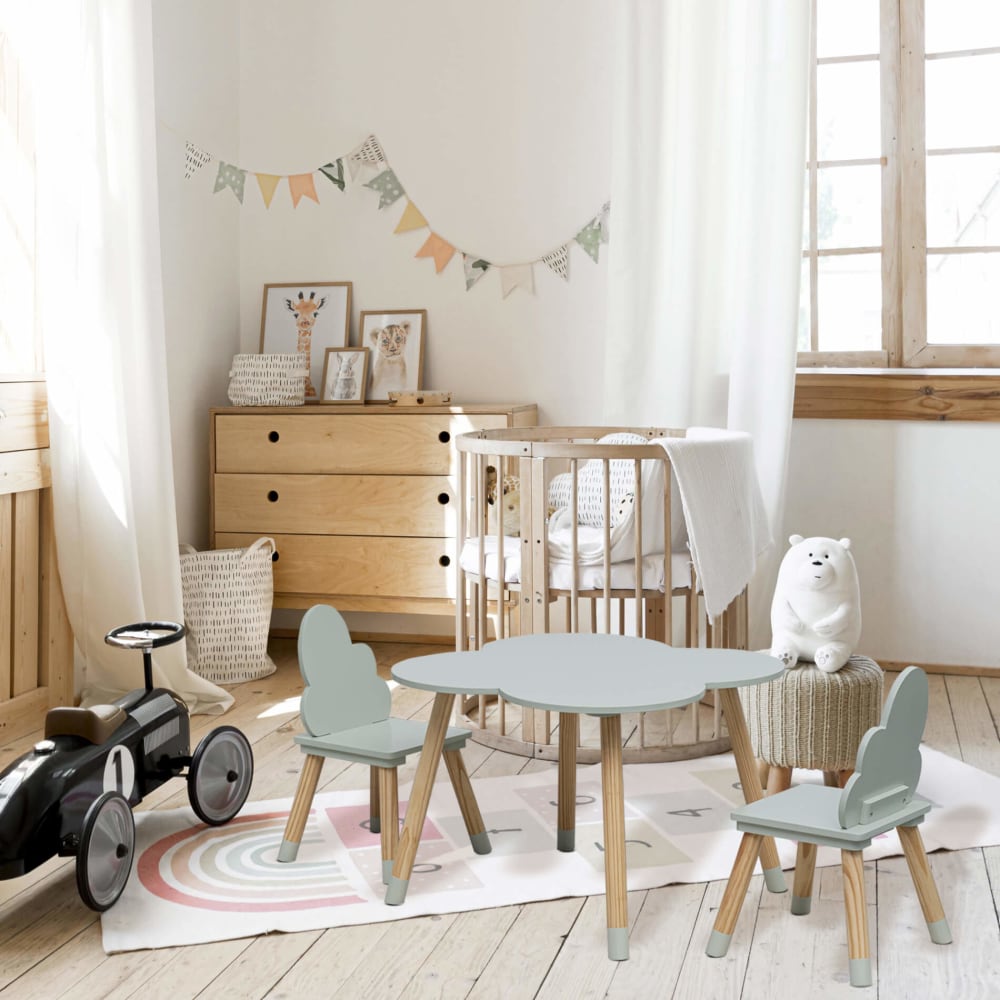 Ensemble de table basse et 2 chaises pour enfants vert (Mobili Rebecca) - Image 1