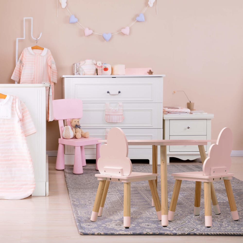 Set mit Kindertisch und 2 Stühlen aus rosa MDF - Maisons Du Monde