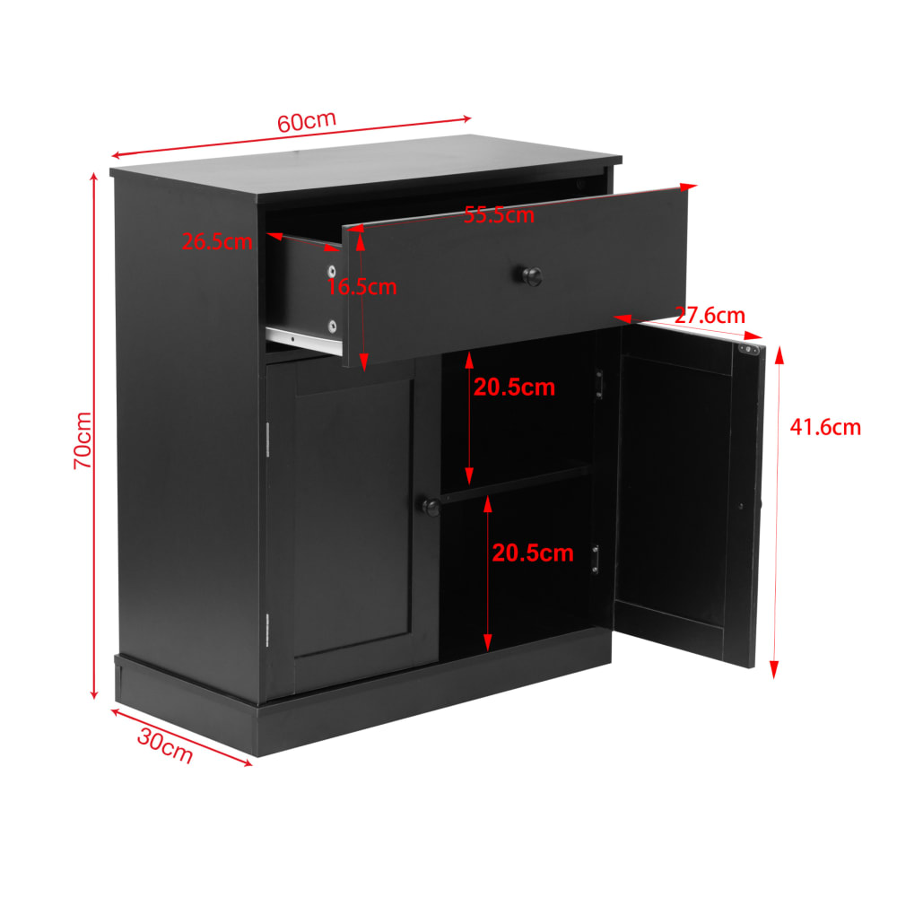 Commode avec 2 tiroirs et 1 porte en aggloméré noir - Maisons du Monde