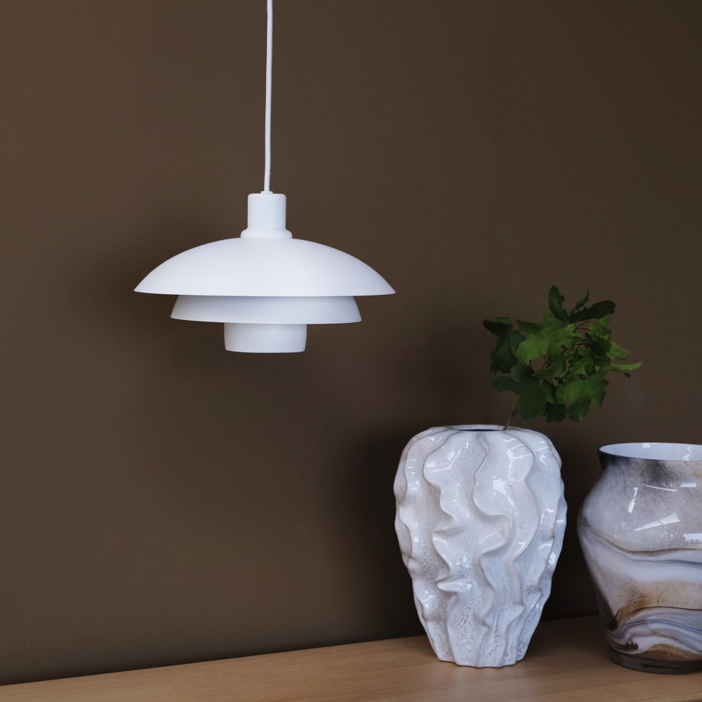 Pendelleuchte aus Metall h 18 cm d 30 cm, weiß - Maisons Du Monde