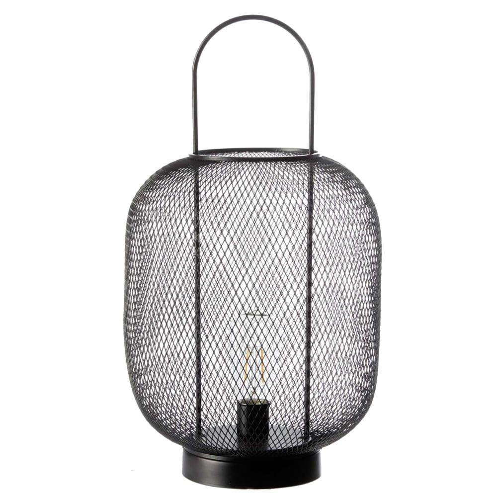 Lanterne d'extérieur grande en métal noir, h 35,5 cm d 23,5 cm