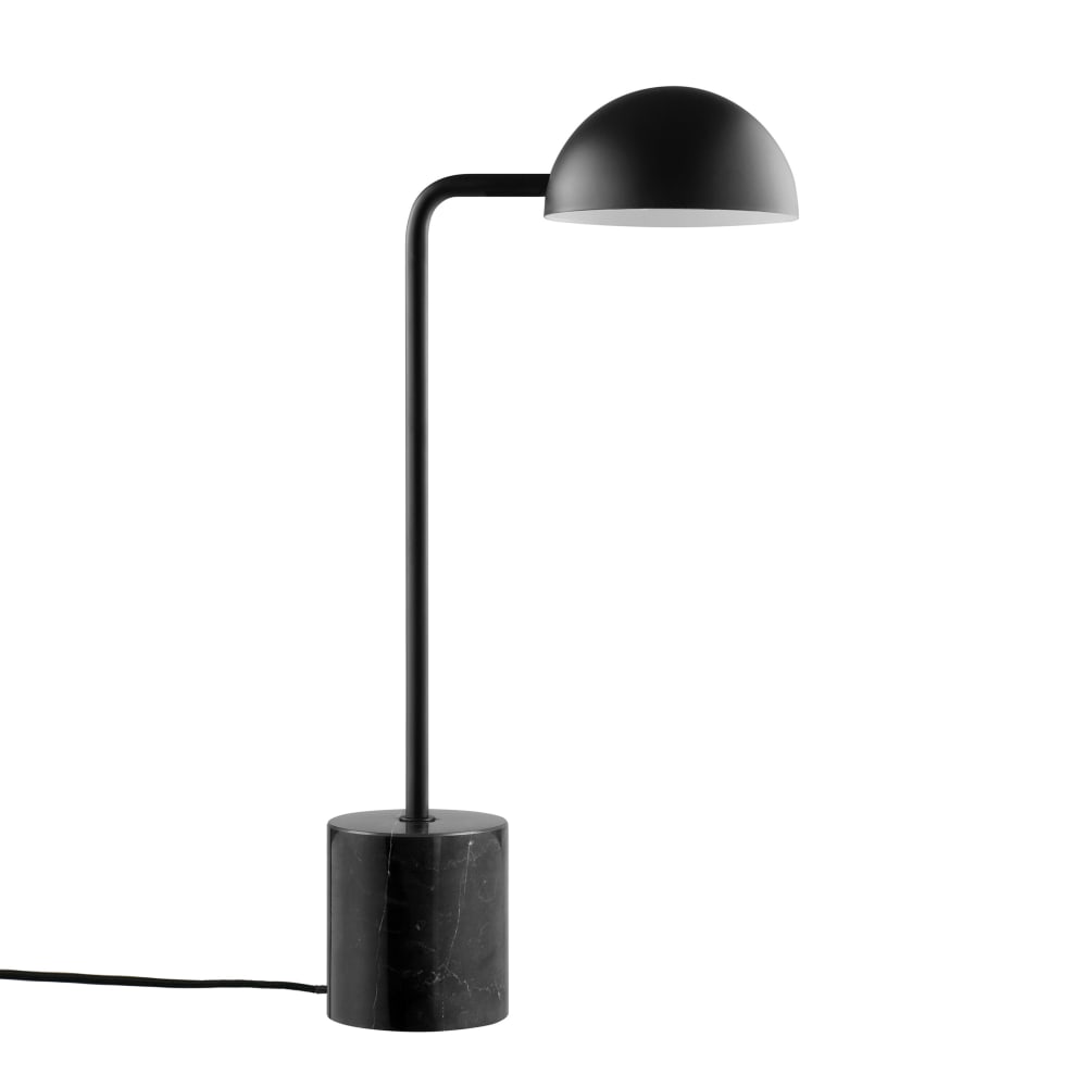 Lampe à poser en métal noir mat et marbre