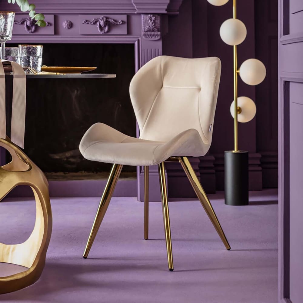 Stuhl in Samt-Optik, beige - Maisons Du Monde