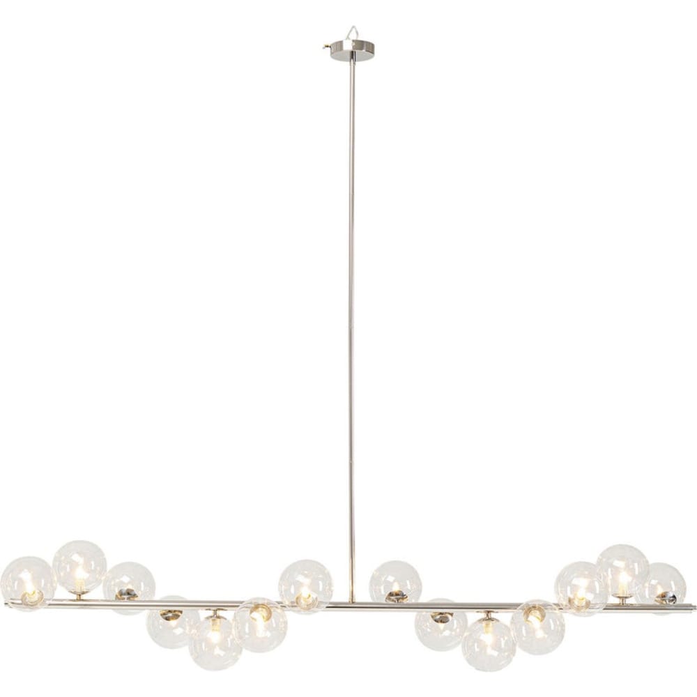 Kare Design Hängeleuchte mit 14 Kugelschirmen aus Glas und Stahl, silber style modern - Stahl
