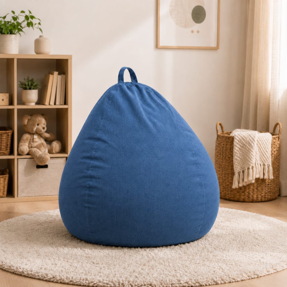 Pouf poire déhoussable bleu 80 x 70 cm - Maisons du Monde