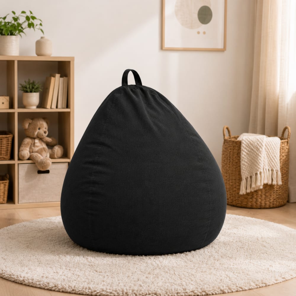 Pouf poire déhoussable noir 80 x 70 cm - Maisons du Monde