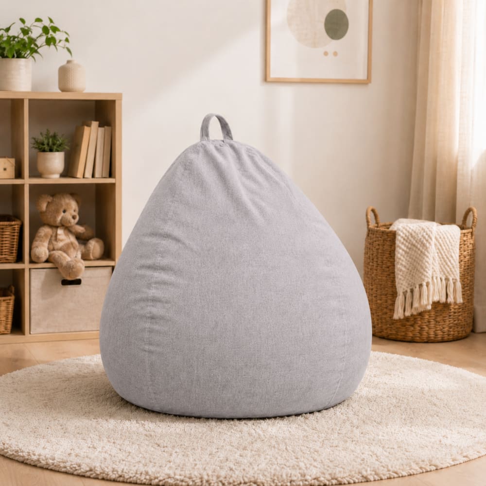 Pouf poire déhoussable gris 80 x 70 cm - Maisons du Monde