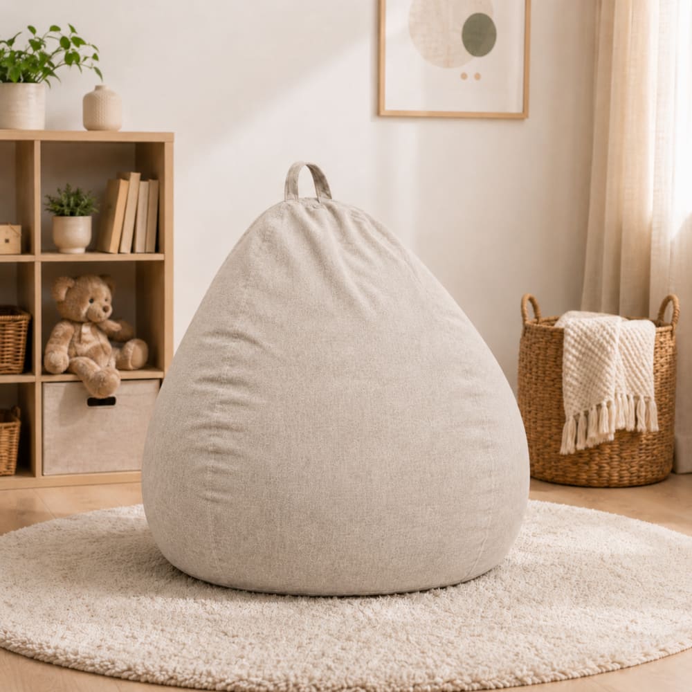 Pouf poire déhoussable beige 80 x 70 cm - Maisons du Monde