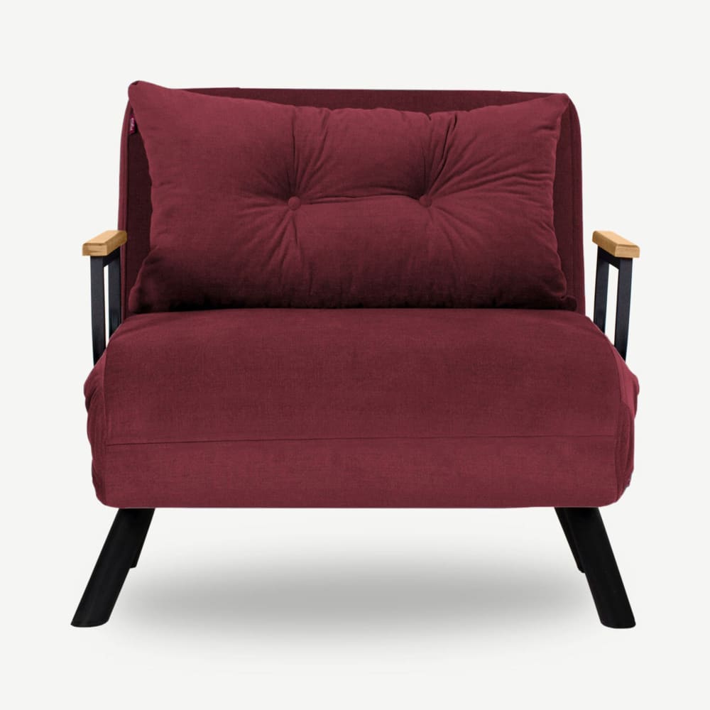 Fauteuil convertible 67x78x78 cm en tissu bordeaux - kom Fauteuil convertible 67x78x78 cm en tissu bordeaux - kom