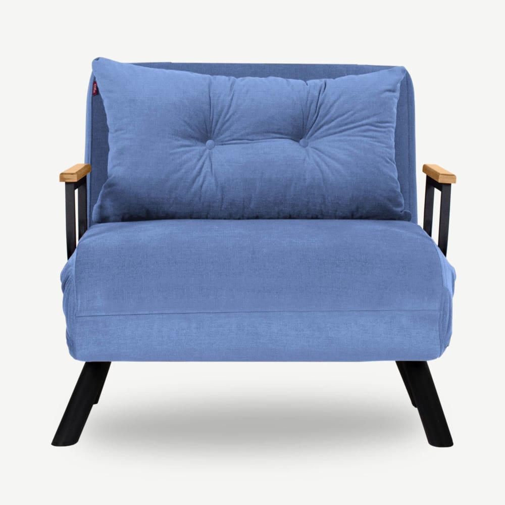 Fauteuil convertible 67x78x78 cm en tissu bleu - kom Fauteuil convertible 67x78x78 cm en tissu bleu - kom