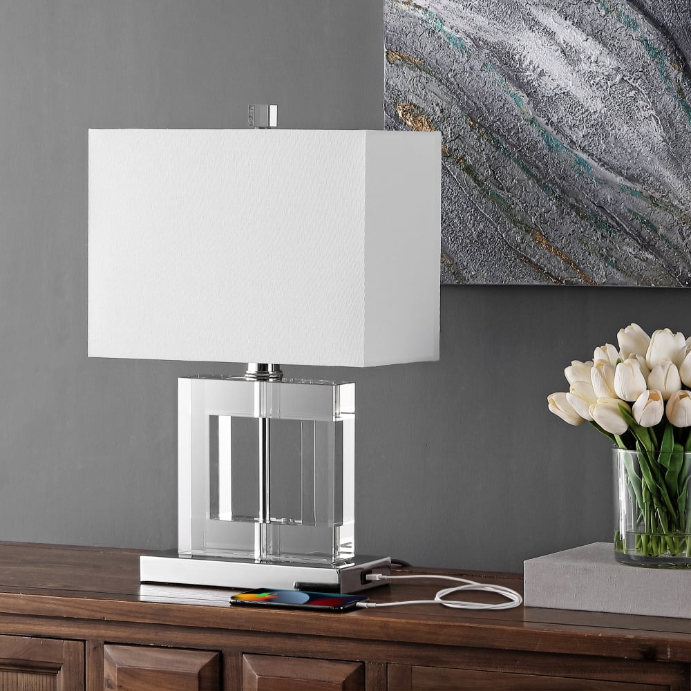 Lampe de table en fibres naturelles, transparent — vue 3