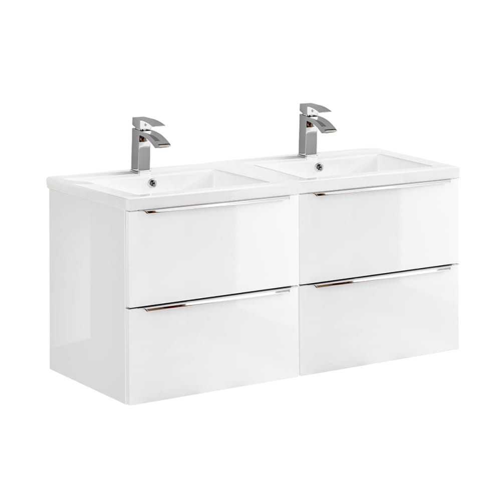 Meuble double vasque encastrée stratifiés blanc