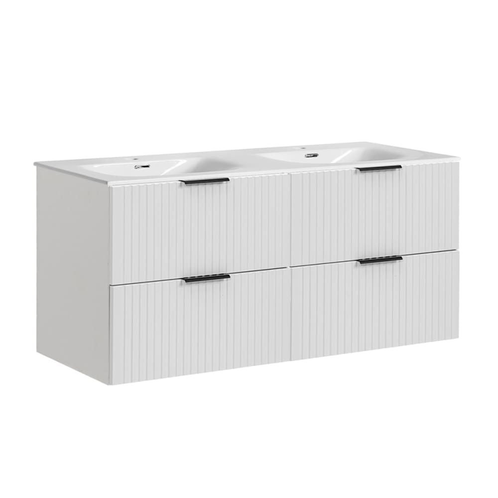 Meuble double vasque encastrée stratifiés blanc