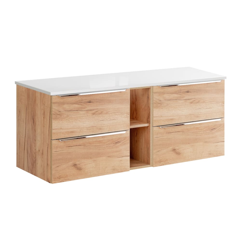 Petits meubles Waschbeckenunterschrank 140cm Laminierte Platten Holz Braun Spanplatte