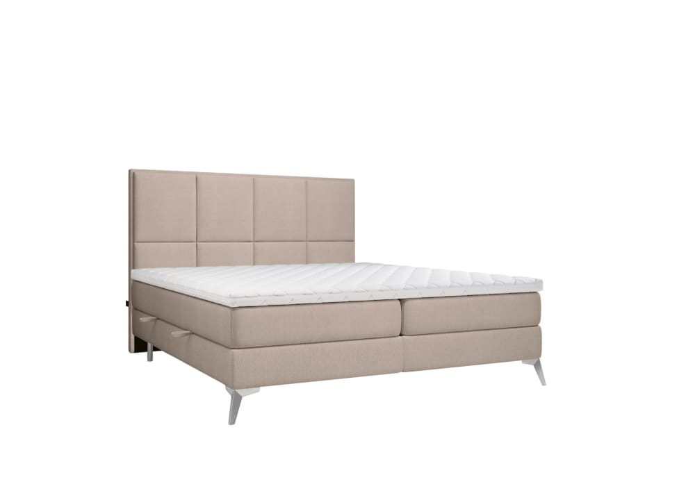 Maison de Reve Boxspringbett mit Kopfteil aus Webstoff, 120x200 cm Beige Öko-Tex Zertifikat