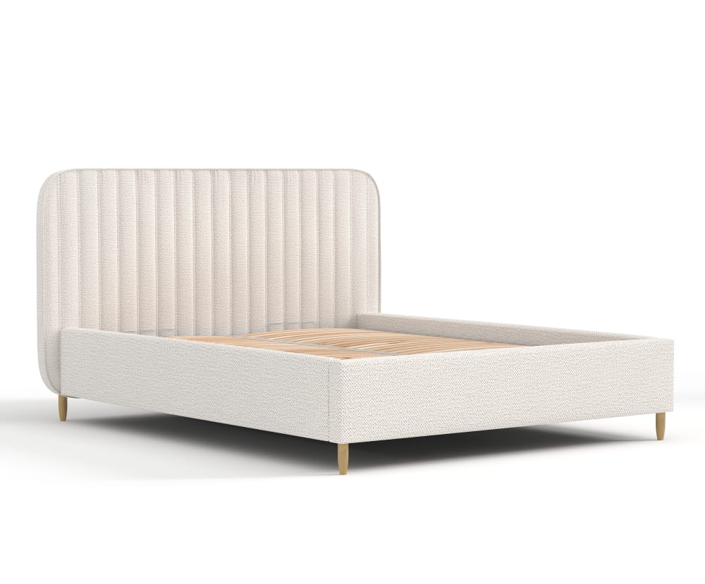 Maison de Reve Bett mit Kopfteil aus Chenille-Stoff, 120x200 cm Beige Öko-Tex Zertifikat Stoff