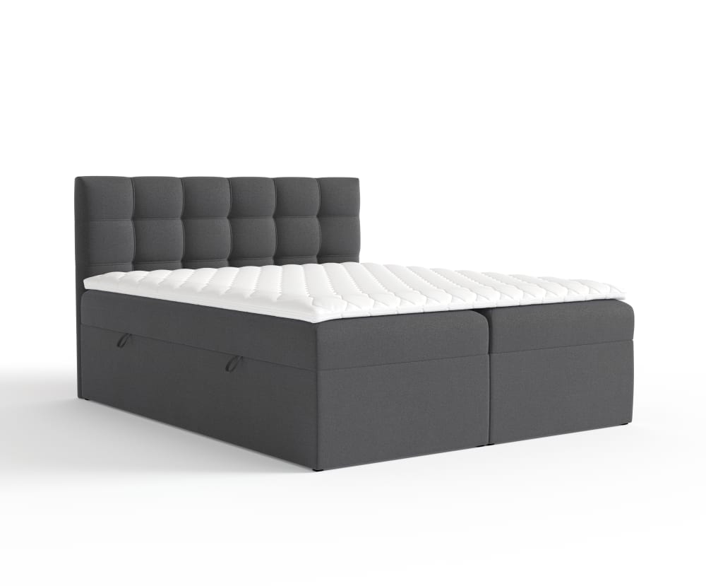 Liv&Lars Boxspringbett mit Kopfteil aus Samtstoff, 180x200 cm Schwarz