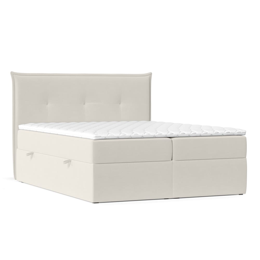Maison de Reve Boxspringbett mit Kopfteil aus Samtstoff, 120x200 cm Beige Öko-Tex Zertifikat