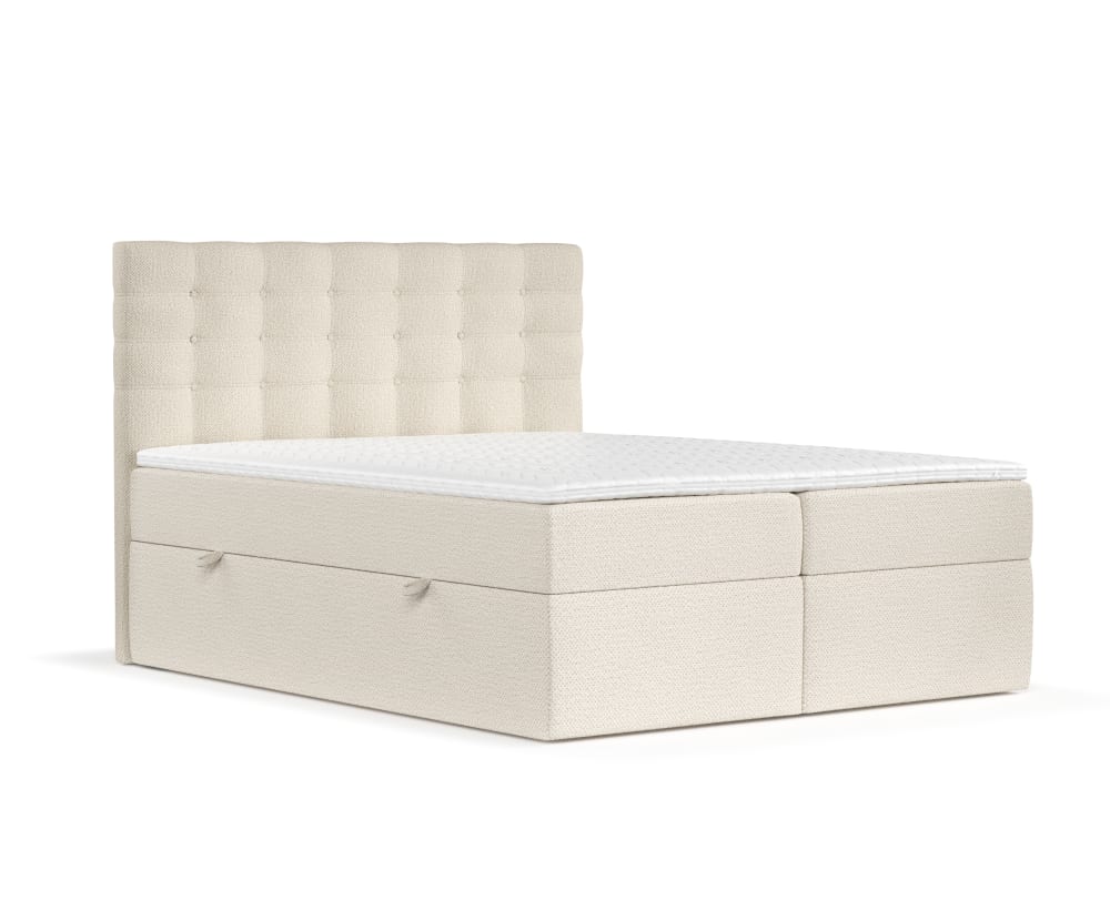 Maison de Reve Boxspringbett mit Kopfteil aus Chenille-Stoff, 140x200 cm Beige Öko-Tex Zertifikat Stoff