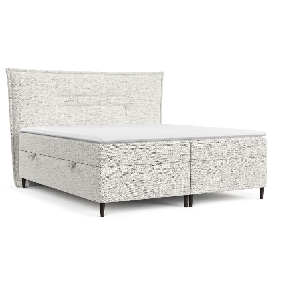 Maison de Reve Boxspringbett mit Kopfteil aus Webstoff, 160x200 cm Grau