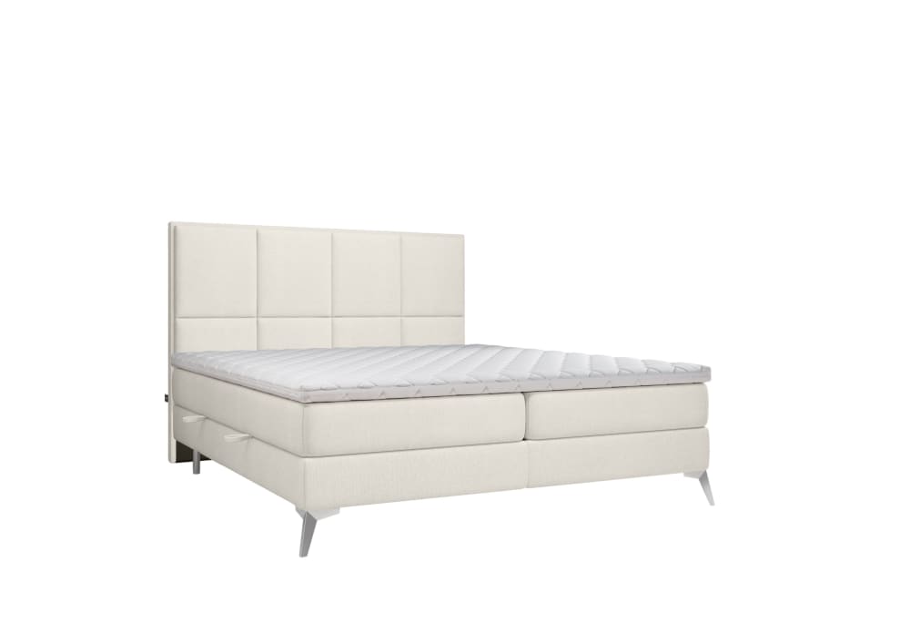 Maison de Reve Boxspringbett mit Kopfteil aus Webstoff, 200x200 cm Beige Öko-Tex Zertifikat