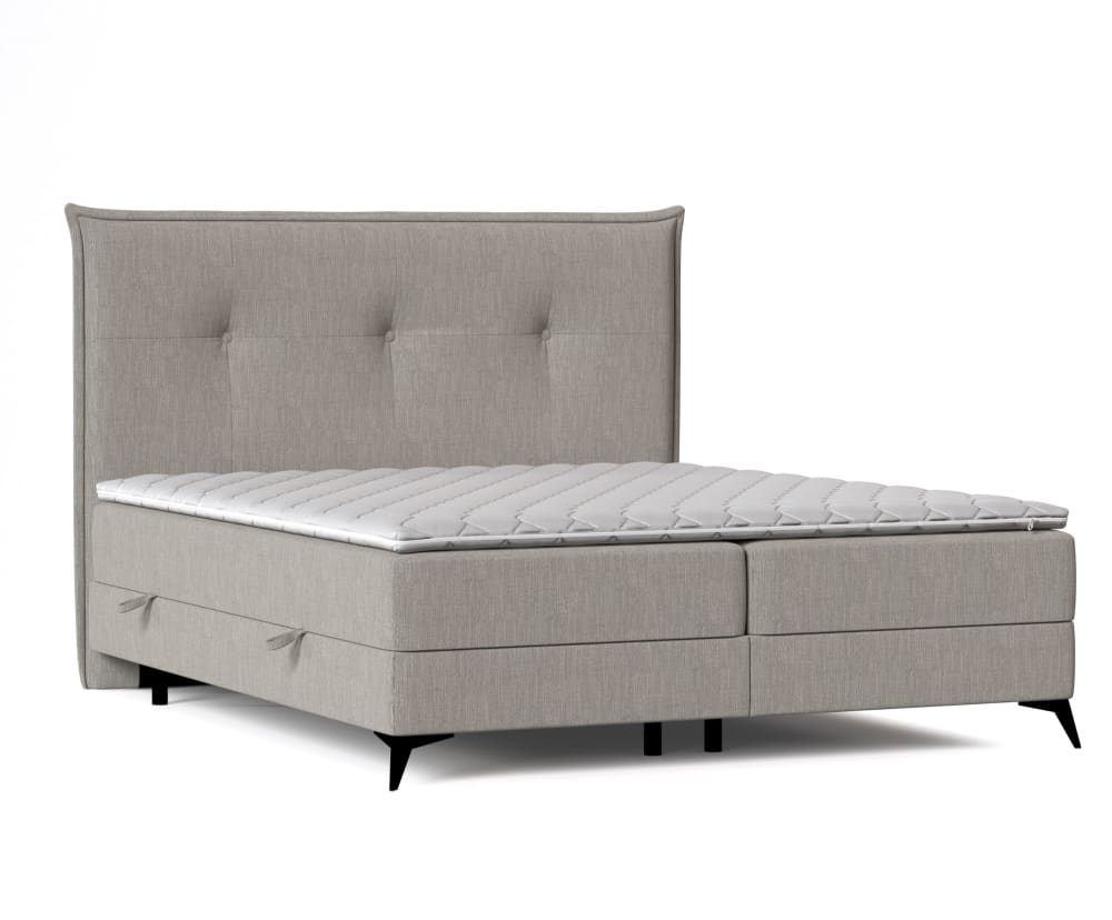 Maison de Reve Boxspringbett mit Kopfteil aus Webstoff, 120x200 cm Braun Öko-Tex Zertifikat