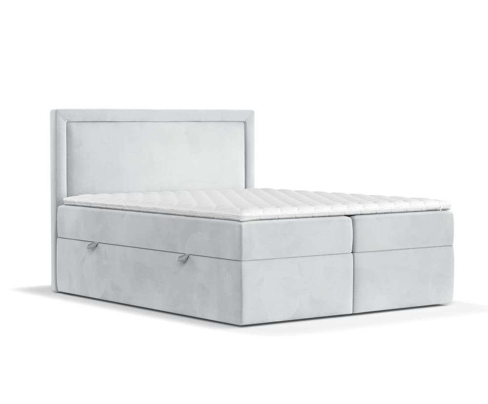 Maison de Reve Boxspringbett mit Kopfteil aus Samtstoff, 160x200 cm Grau Öko-Tex Zertifikat