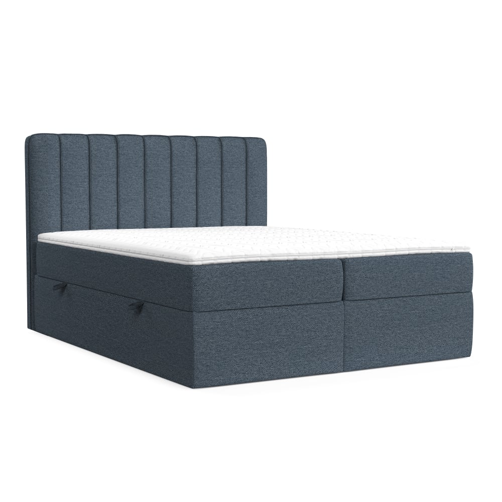 Maison de Reve Boxspringbett mit Kopfteil aus Webtstoff, 120x200 cm Blau Öko-Tex Zertifikat