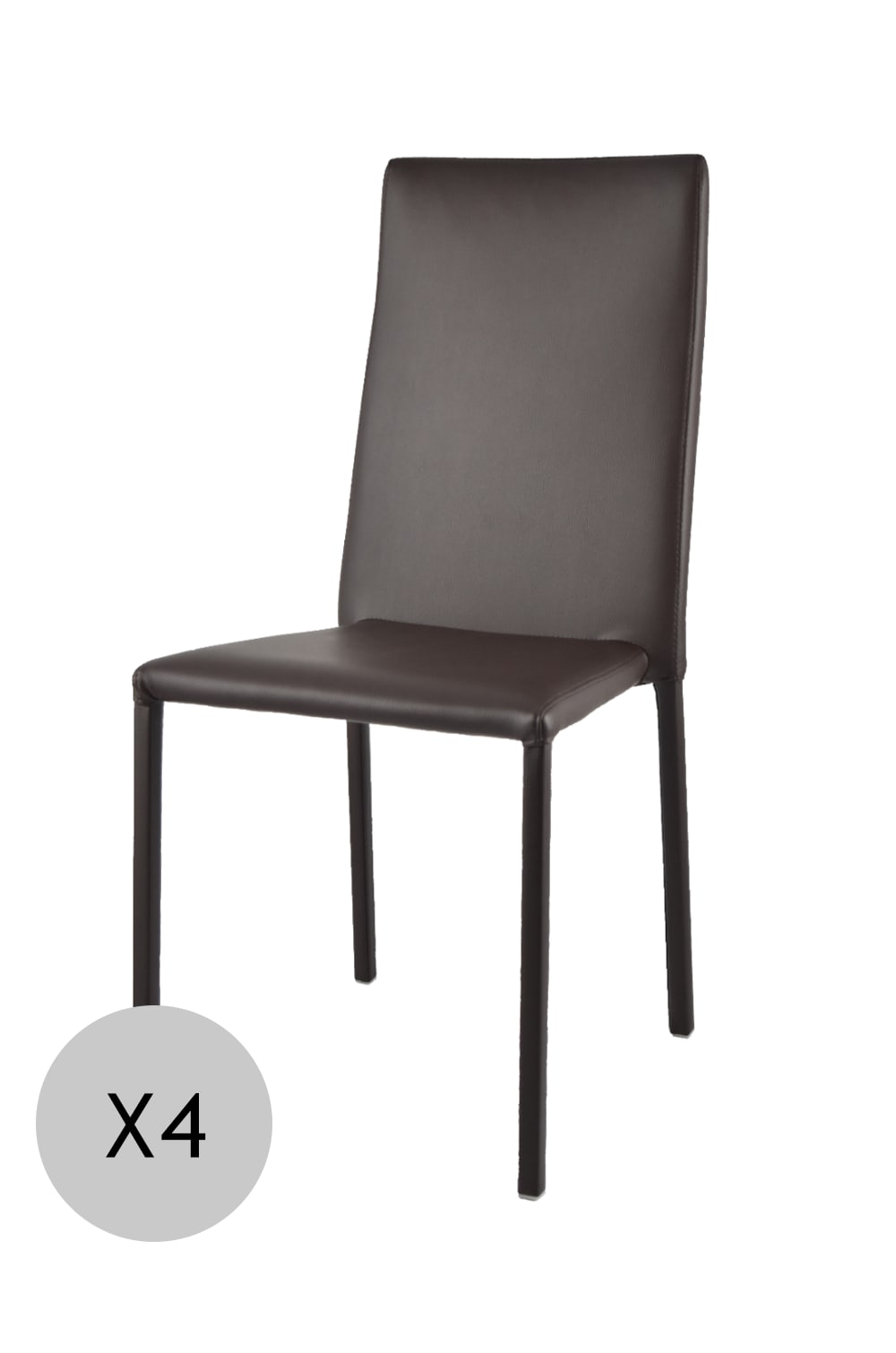 T M C S 4er Set gepolsterte Stühle aus Stahl mit Kunstlederbezug, Braun style modern Braun Pvc - Polyvinlychlorid
