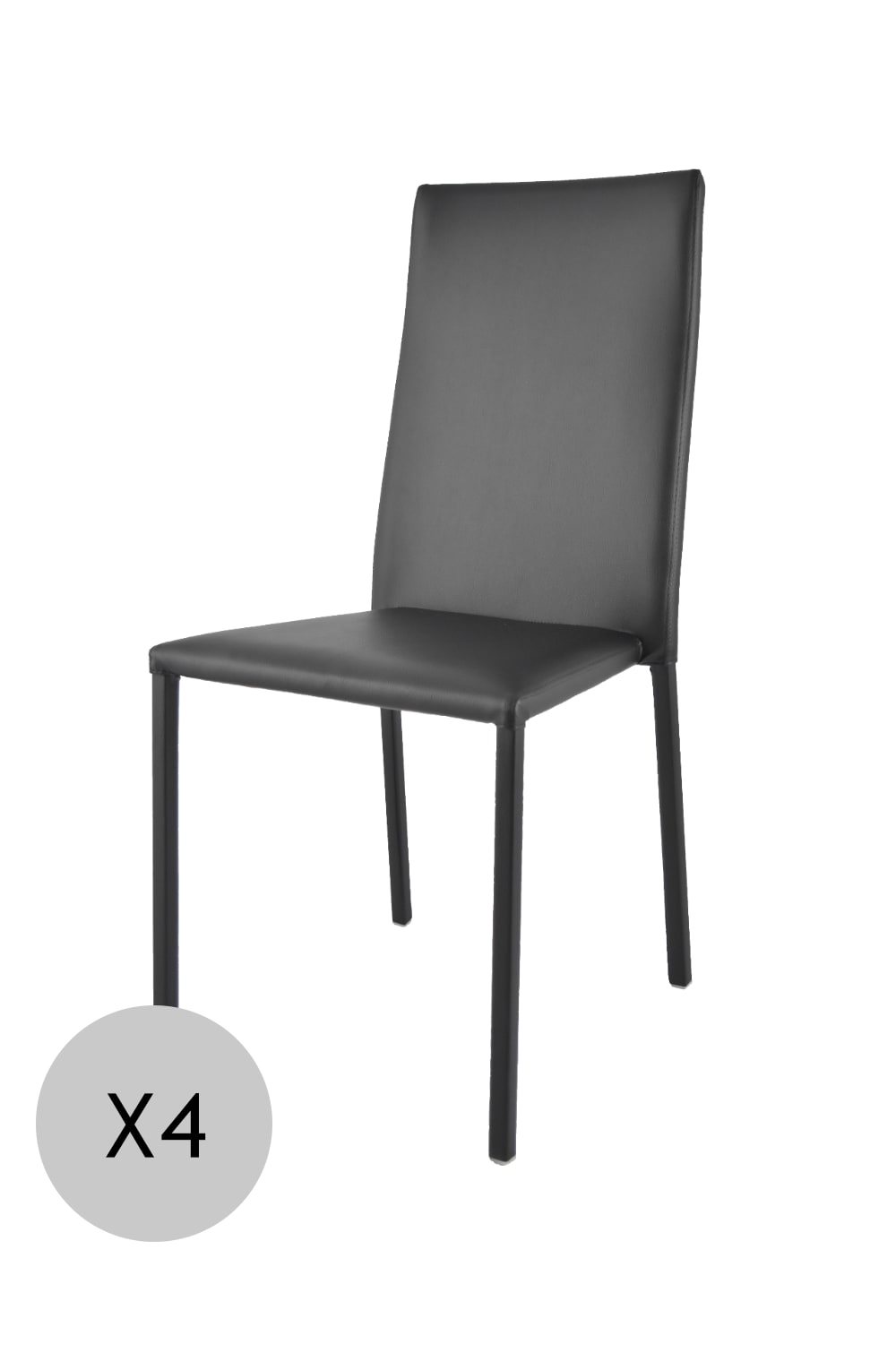 T M C S 4er Set gepolsterte Stühle aus Stahl mit Kunstlederbezug, Schwarz style modern Schwarz Pvc - Polyvinlychlorid