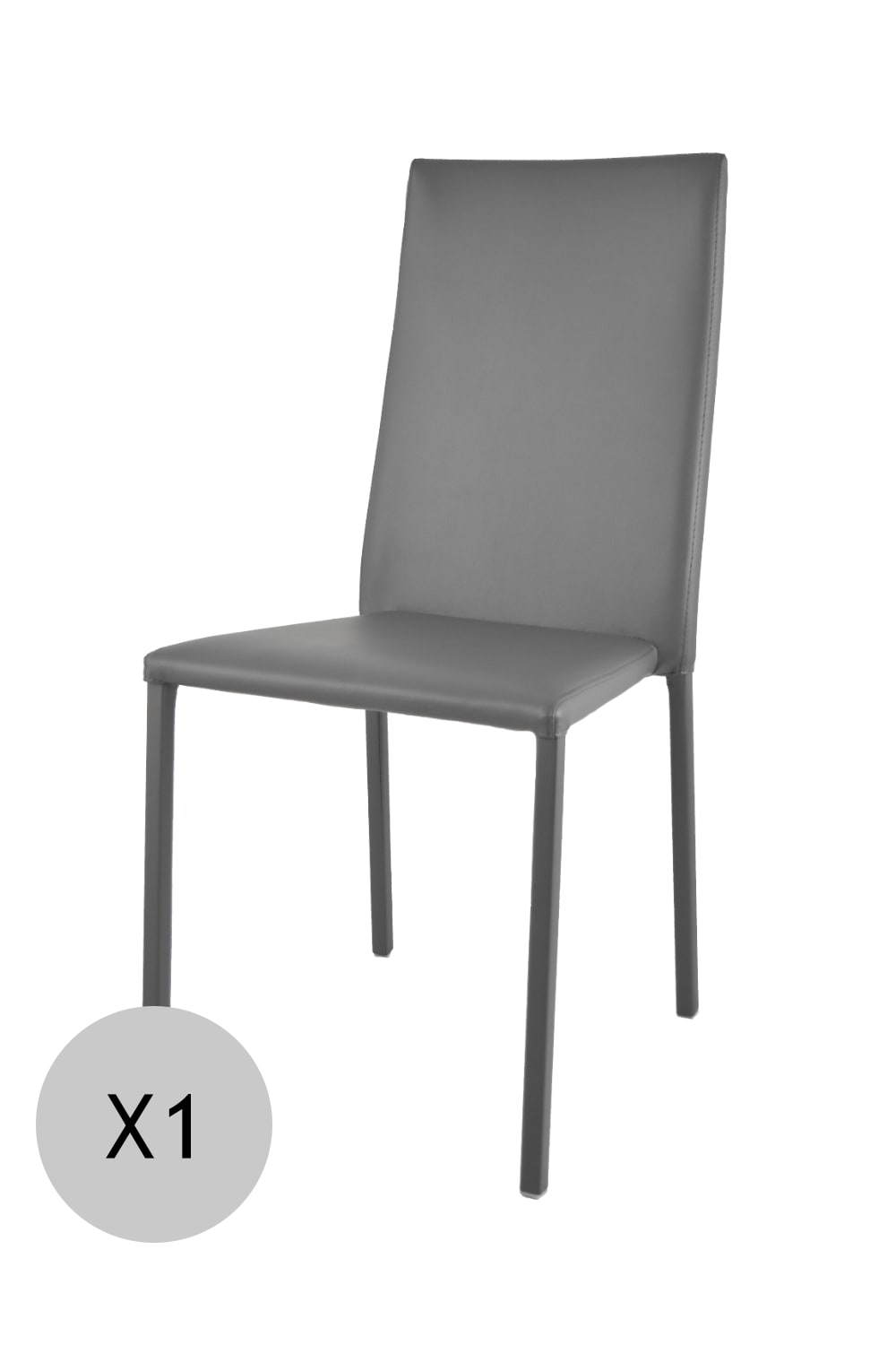 T M C S Gepolsterter Stuhl aus Stahl mit Kunstlederbezug, Dunkegrau style modern - Pvc - Polyvinlychlorid