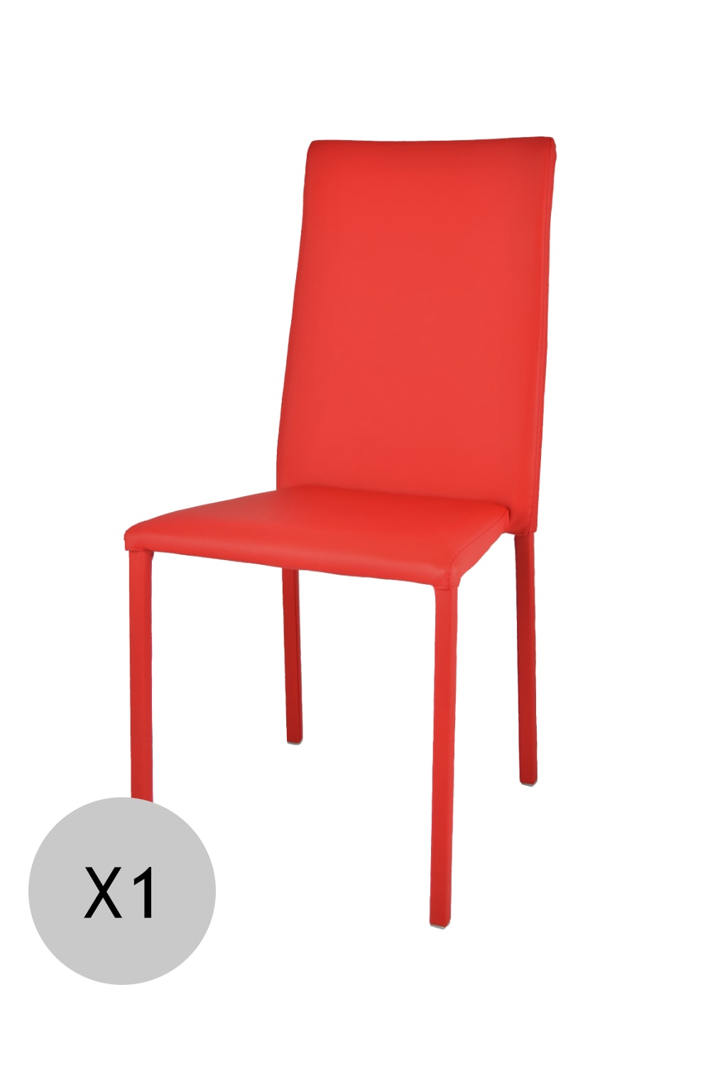 T M C S Gepolsterter Stuhl aus Stahl mit Kunstlederbezug, Rot style modern Rot Pvc - Polyvinlychlorid