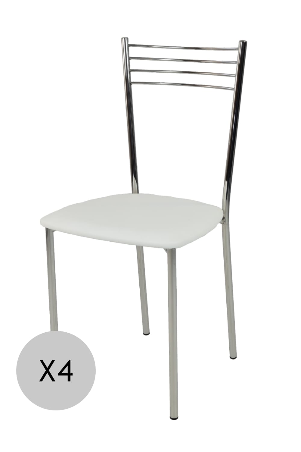 T M C S 4er Set Stühle aus Stahl Kunstleder-Sitz, verchromt und Weiß style modern Weiß Metall