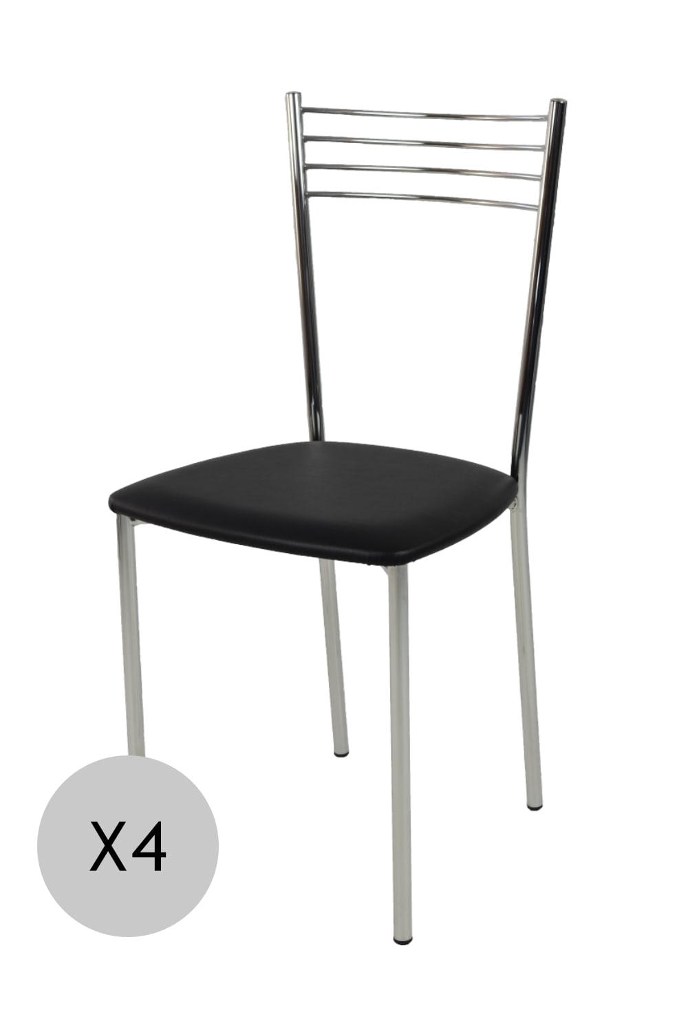 T M C S 4er Set Stühle aus Stahl Kunstleder-Sitz, verchromt und Schwarz style modern Schwarz Metall