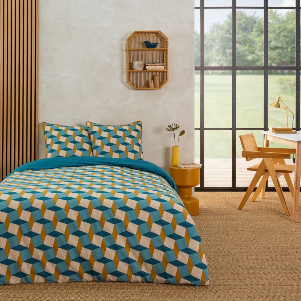 Parure de lit 2 personnes géométrique losanges 240x220cm