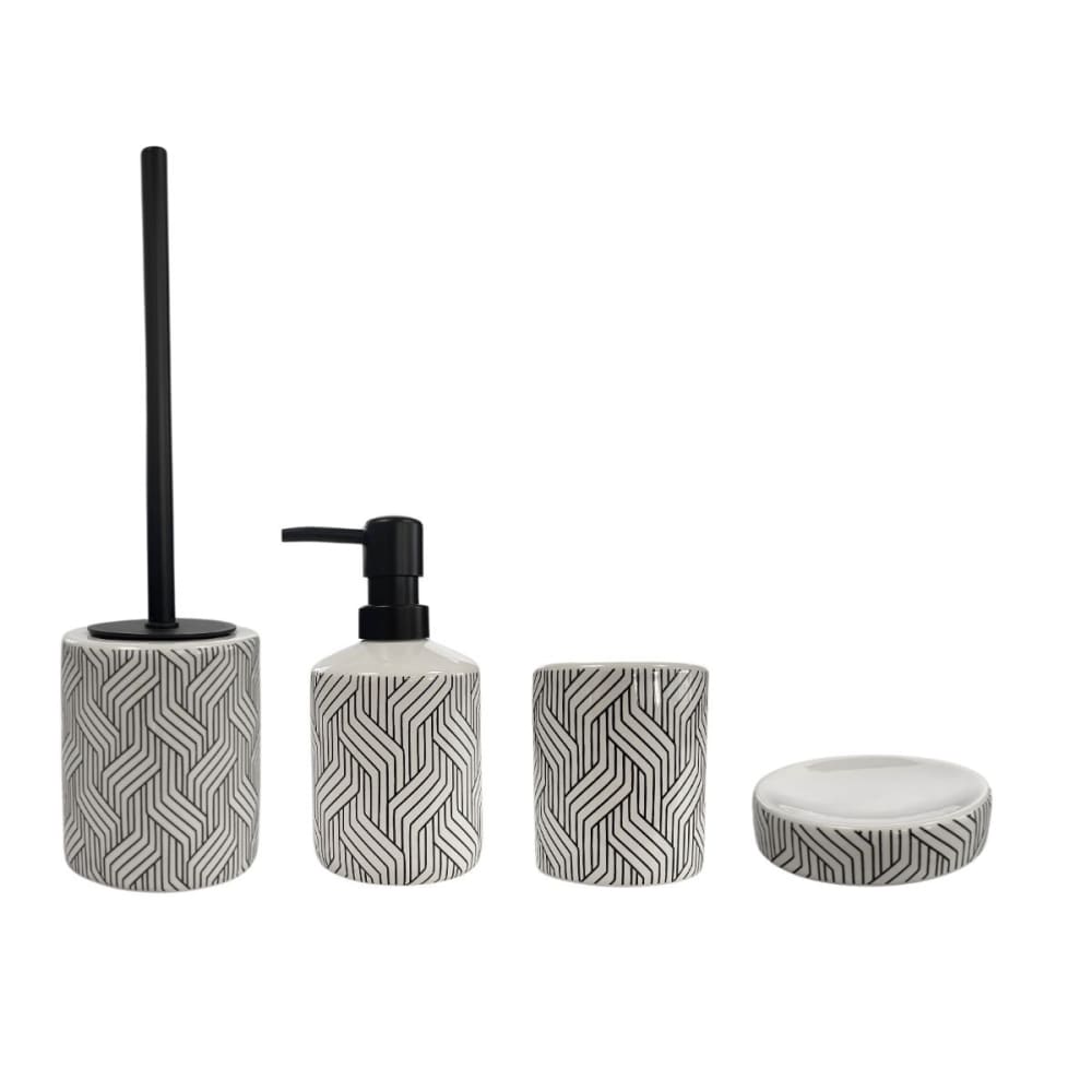 Set salle de bain graphique 4 pièces céramique — vue 3