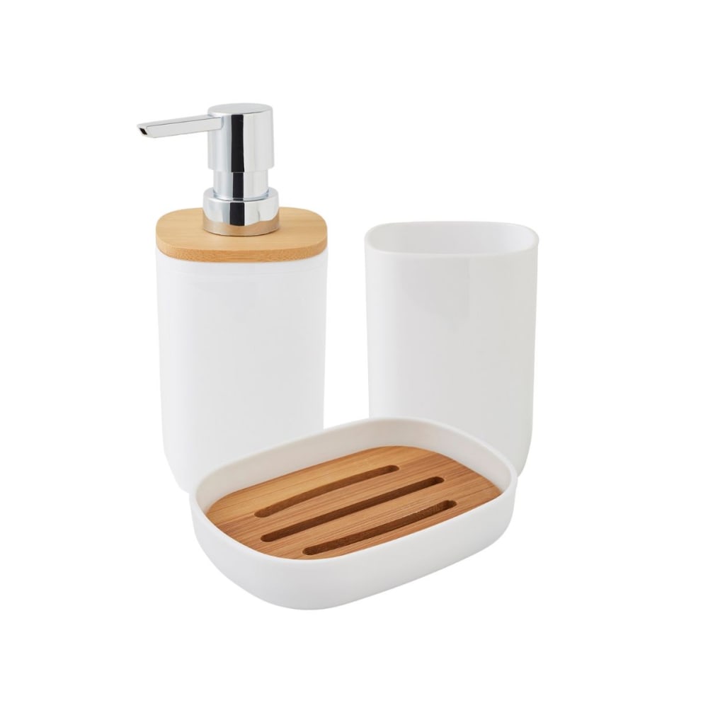 Set salle de bain 3 pièces uni en bambou