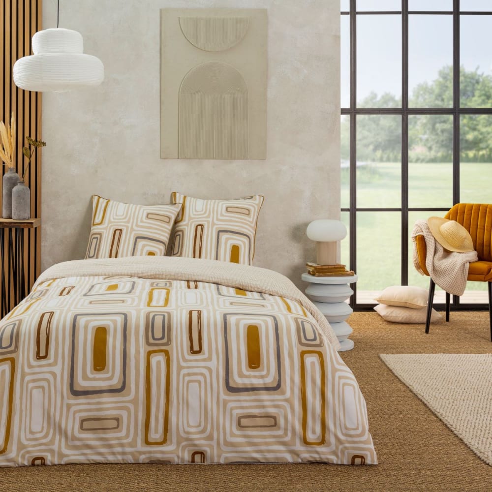 Parure de lit 2 personnes géométrique réversible 240x220cm