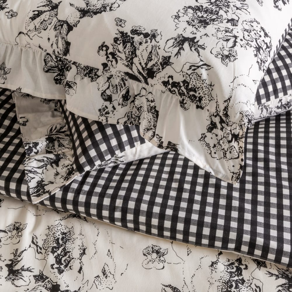 Parure de lit 2 personnes coton imprimé ecru 240x220cm — vue 3