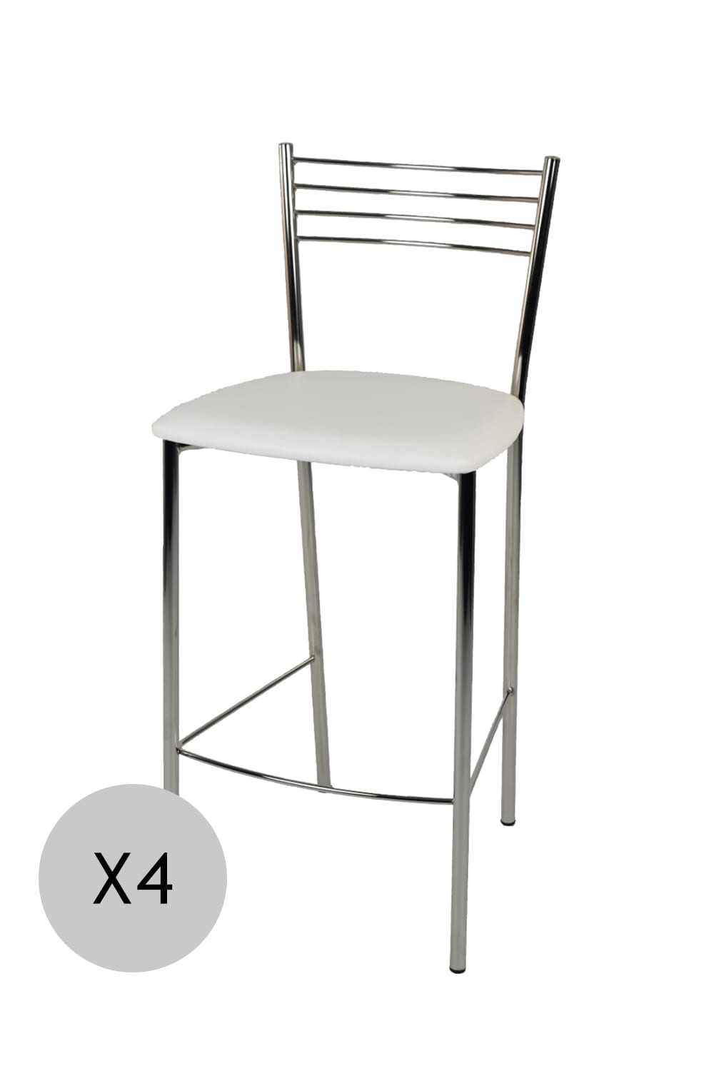 T M C S 4er Set Barhocker aus Stahl mit Kunstleder-Sitz, verchromt und Weiß style modern Weiß Pvc - Polyvinlychlorid