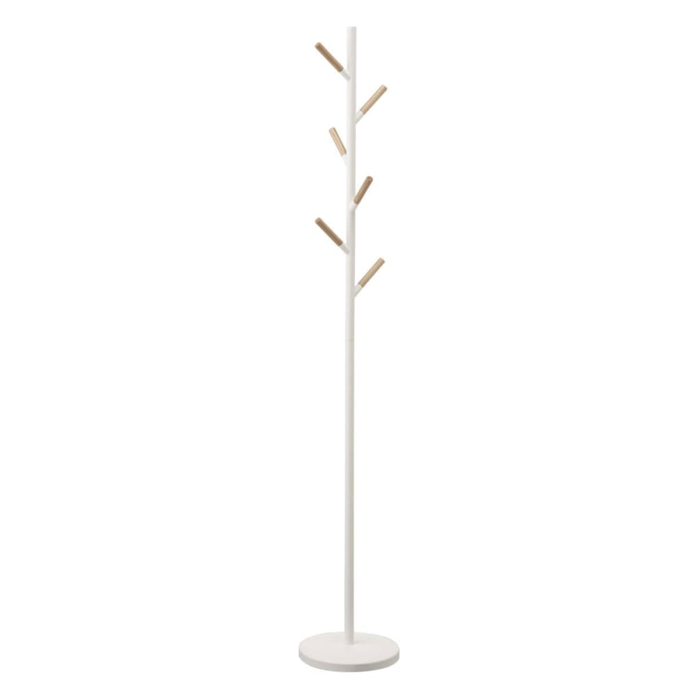 Porte-manteau en acier et bois blanc Plain Yamazaki