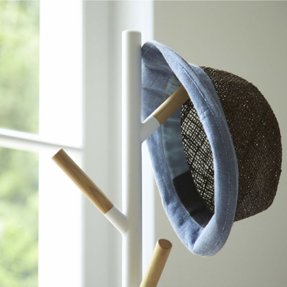 Porte-manteau en acier et bois blanc Plain Yamazaki - Maisons du Monde
