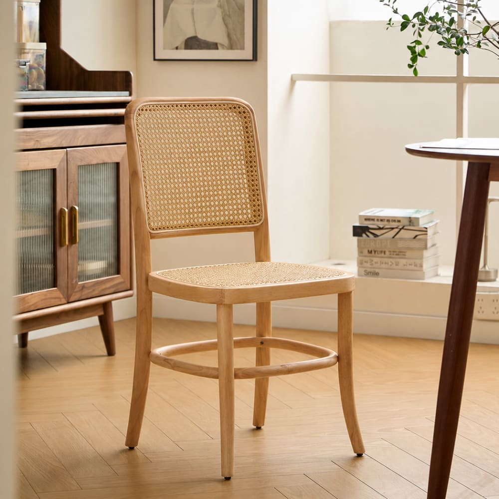 Nordlys Esszimmerstühle (2er Set) aus Massivholz und Rattan Braun style exotic Beige