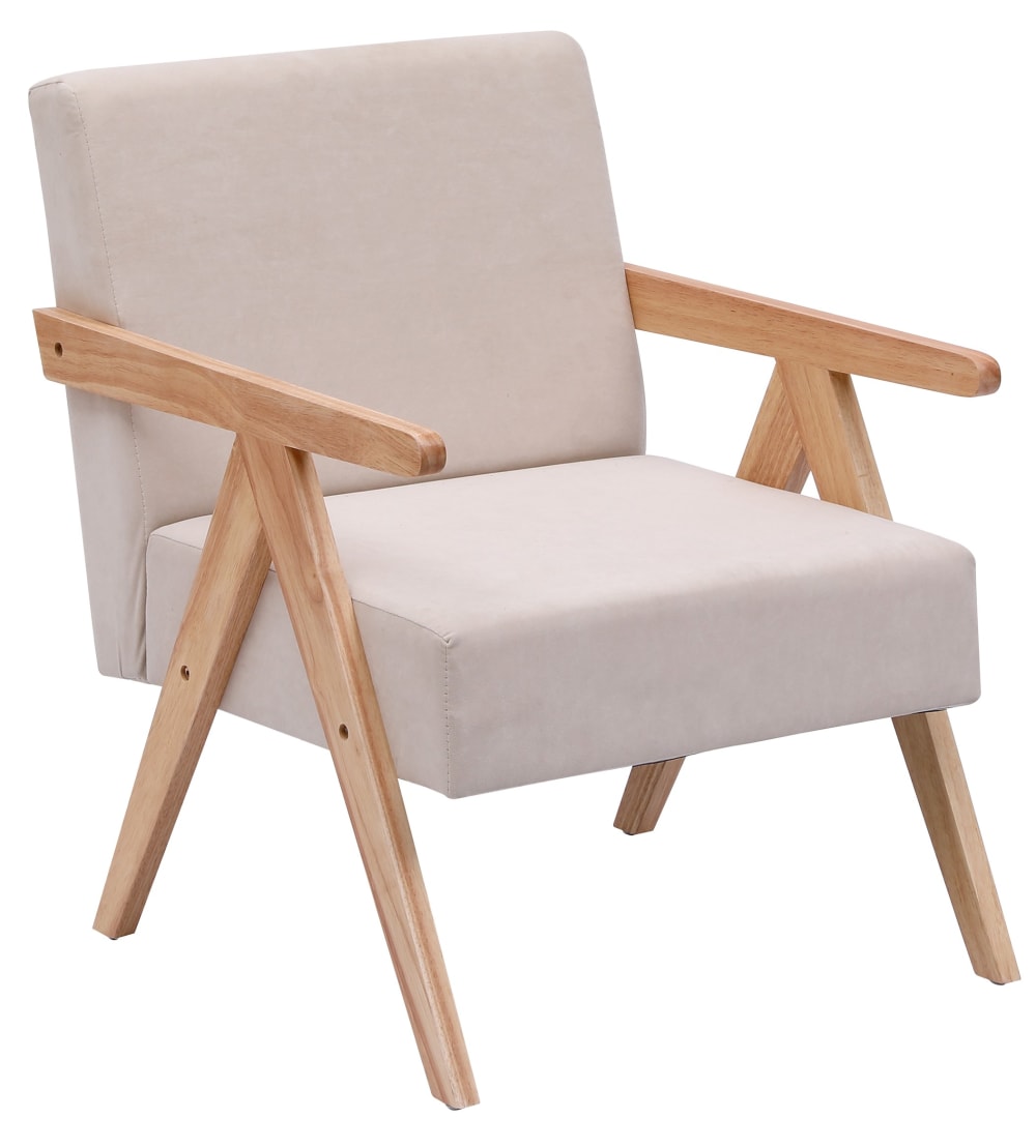Polstersessel aus Massivholz und Stoff Beige - Maisons Du Monde