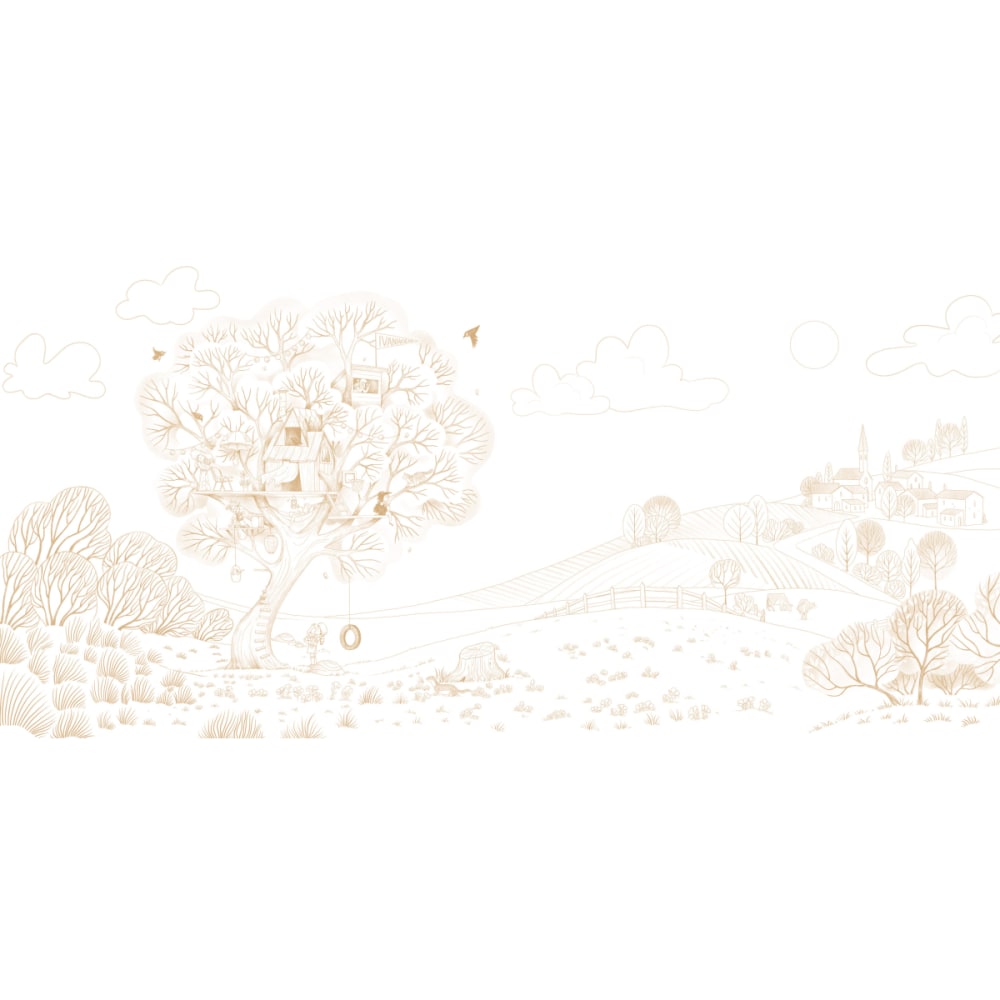 Papier peint enfant cabane en plein air, beige 375 x 250cm - Maisons du Monde
