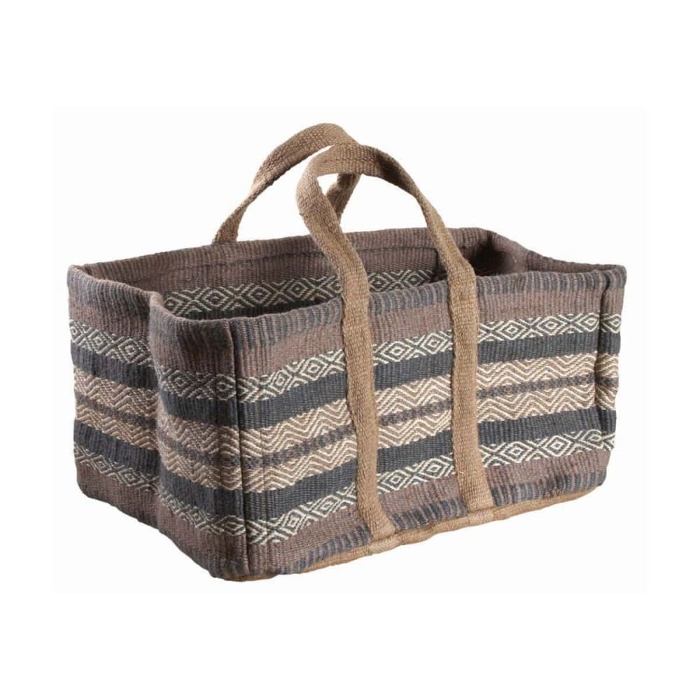 Sac à bûches en toile de jute épaisse pampa beige et gris