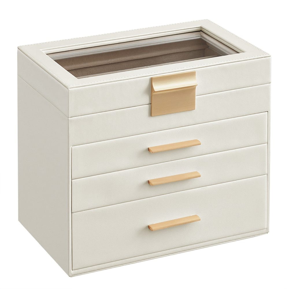 Boîte à bijoux 1 compartiment et 3 tiroirs - Blanc — Beyit