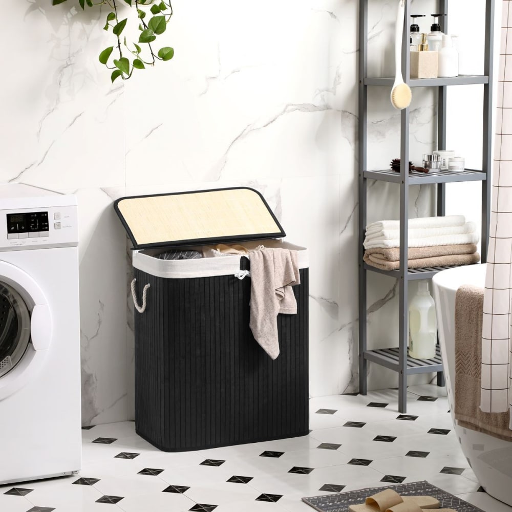 Panier à linge 2 compartiment en bambou - L53,5 cm - Maisons du Monde